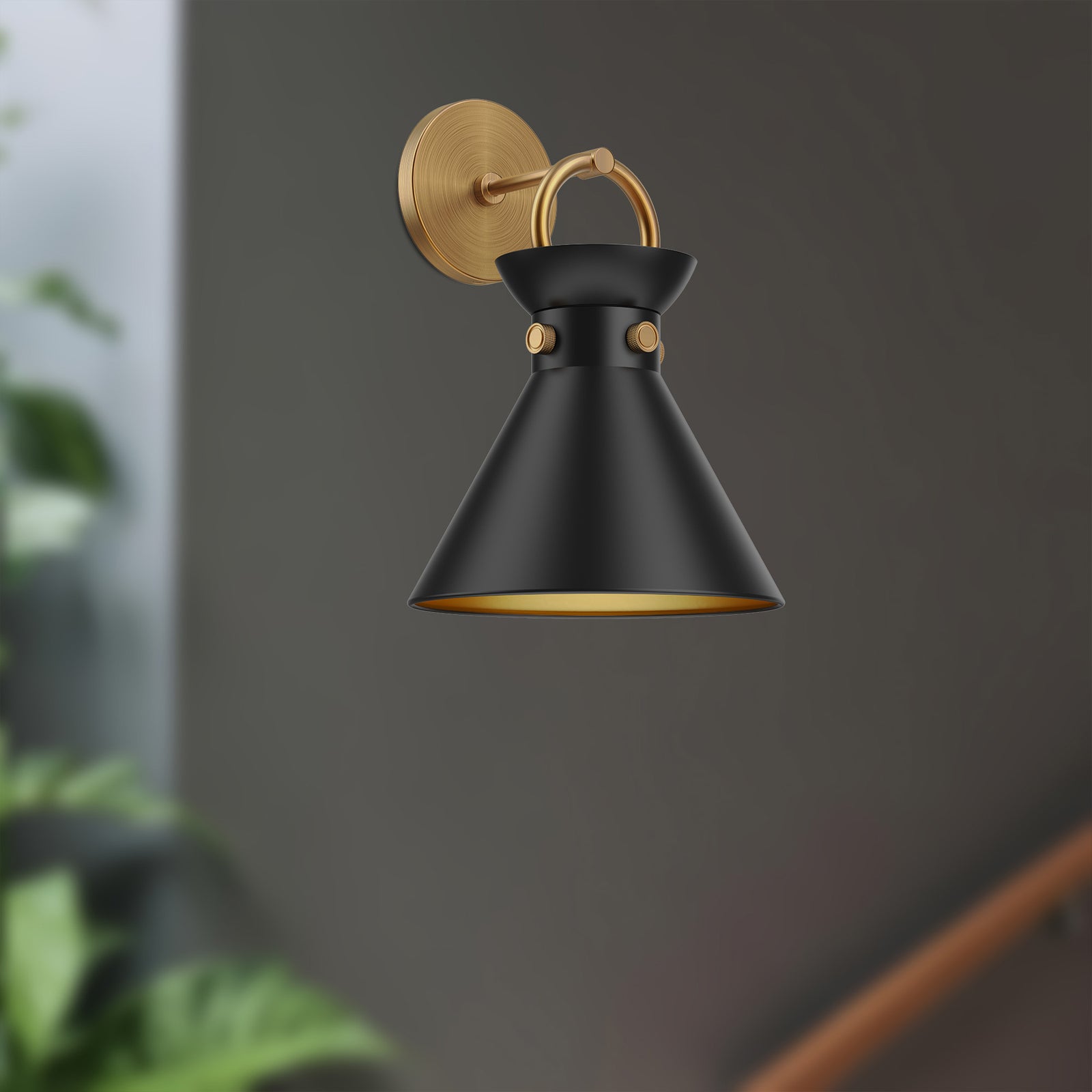 Emerson 9-in Aged Gold/Matte Black 1 Light Wall/Vanity