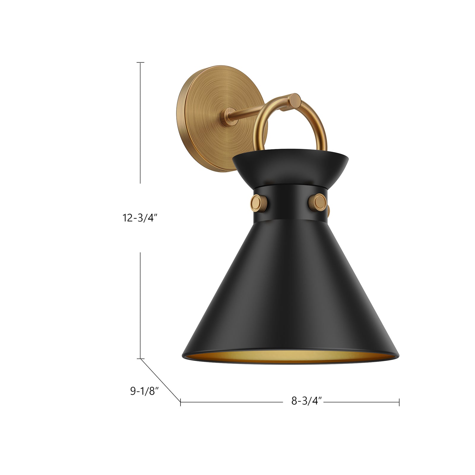 Emerson 9-in Aged Gold 1 Light Wall/Vanity