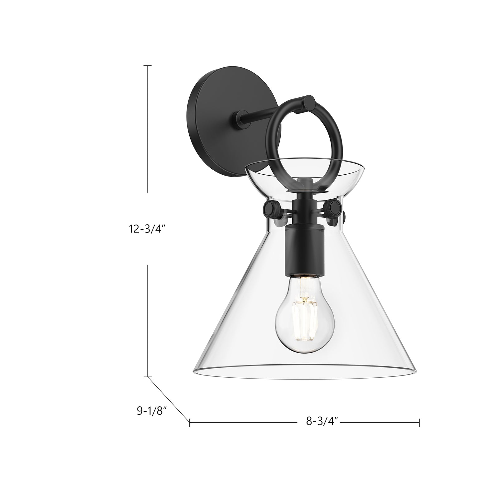 Emerson 9-in Aged Gold/Clear 1 Light Wall/Vanity