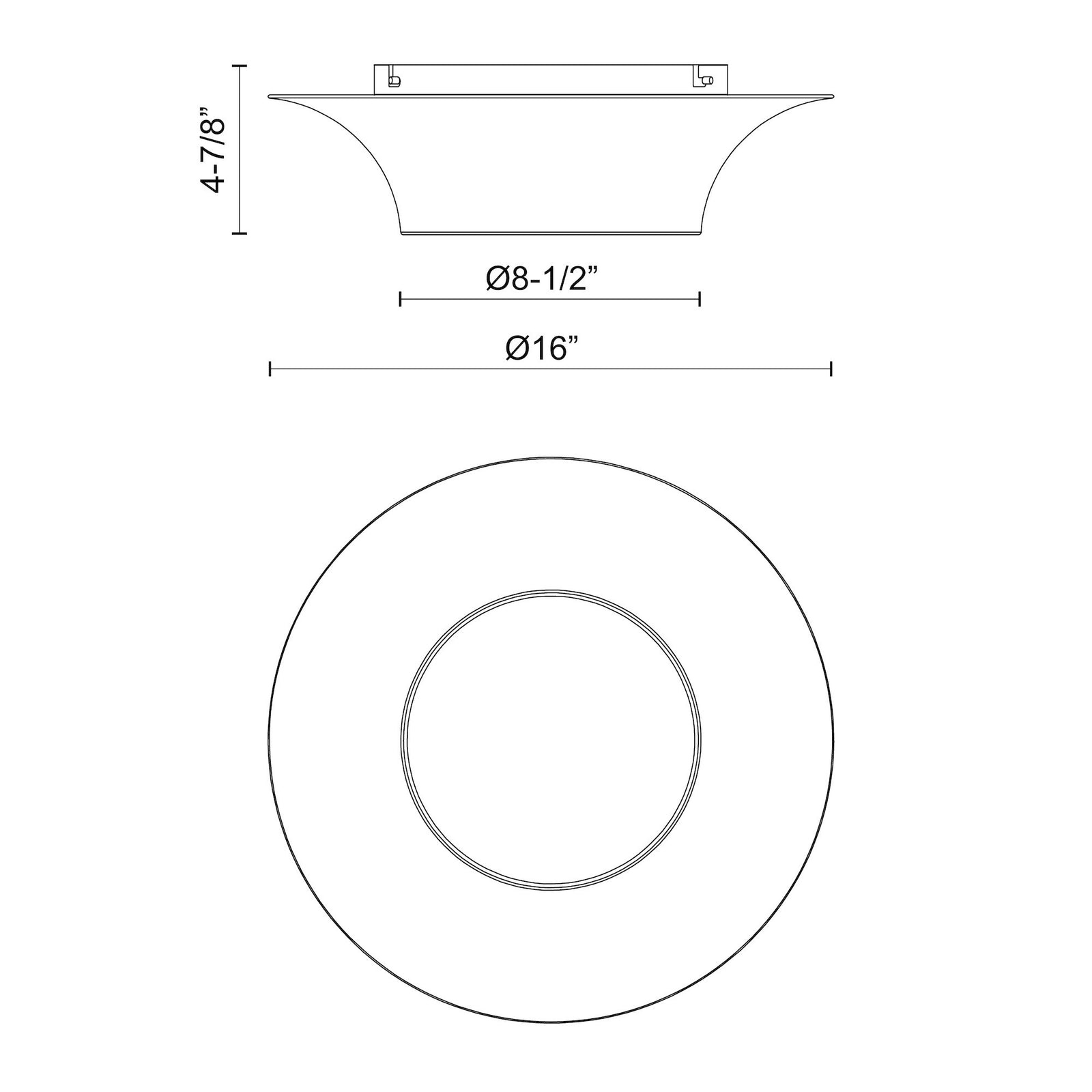 Emiko 16-in Matte Black 2 Lights Flush Mount