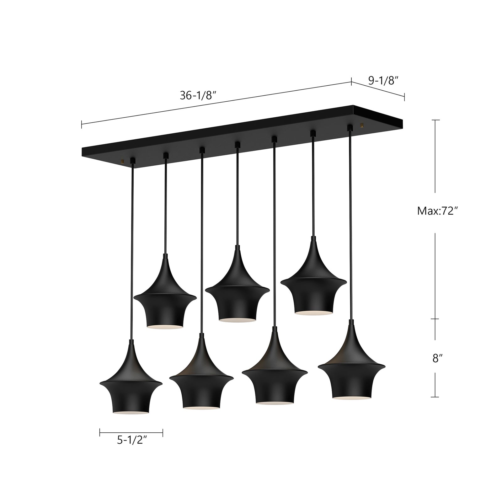 Emiko 36-in Brushed Gold 7 Lights Linear Pendant