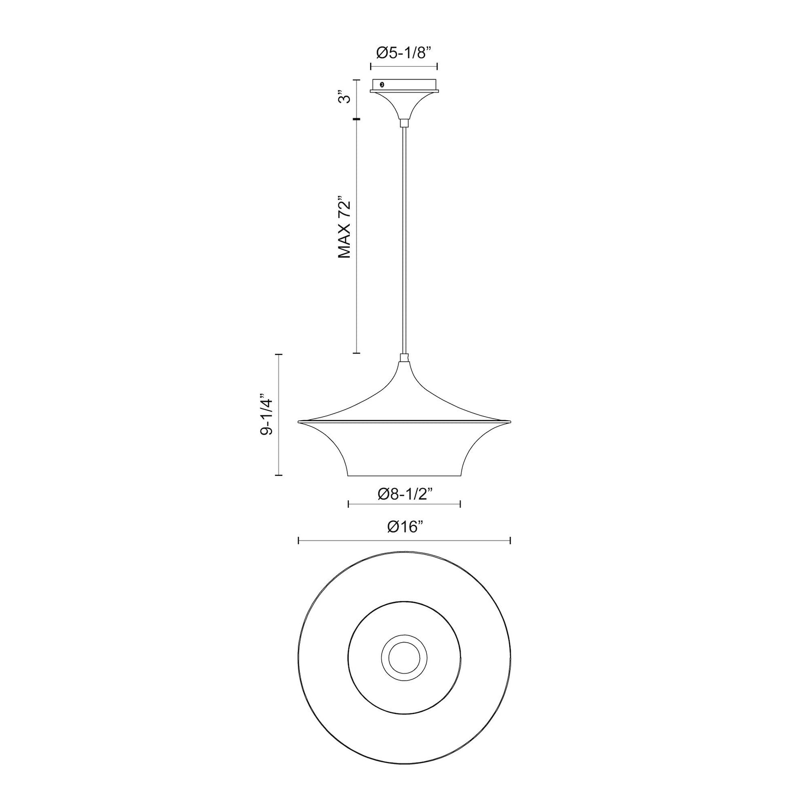 Emiko 16-in Matte Black 1 Light Pendant