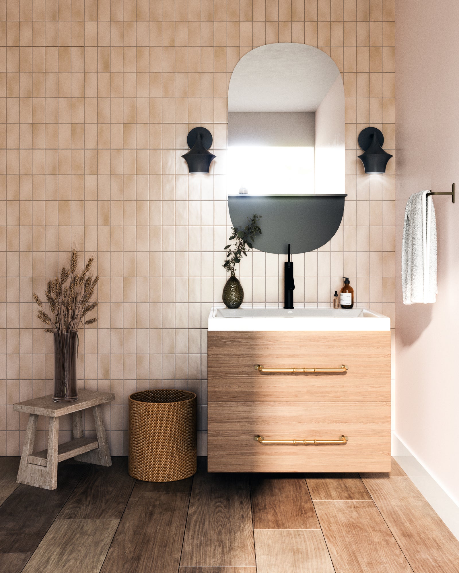 Emiko 7-in Matte Black 1 Light Wall/Vanity