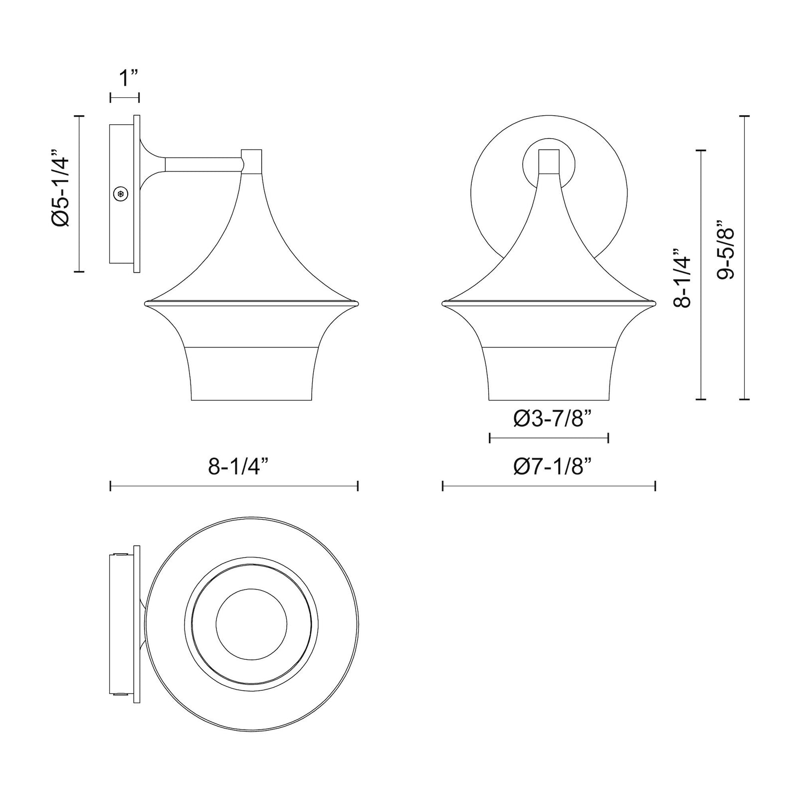 Emiko 7-in Matte Black 1 Light Wall/Vanity