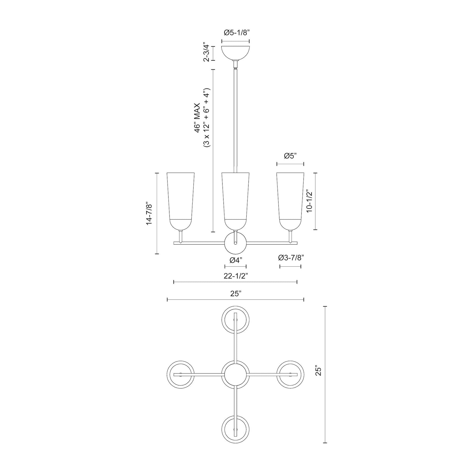 Emil 25-in Matte Black/Walnut 4 Lights Chandeliers