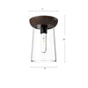 Emil 7-in White/White Oak 1 Light Flush Mount