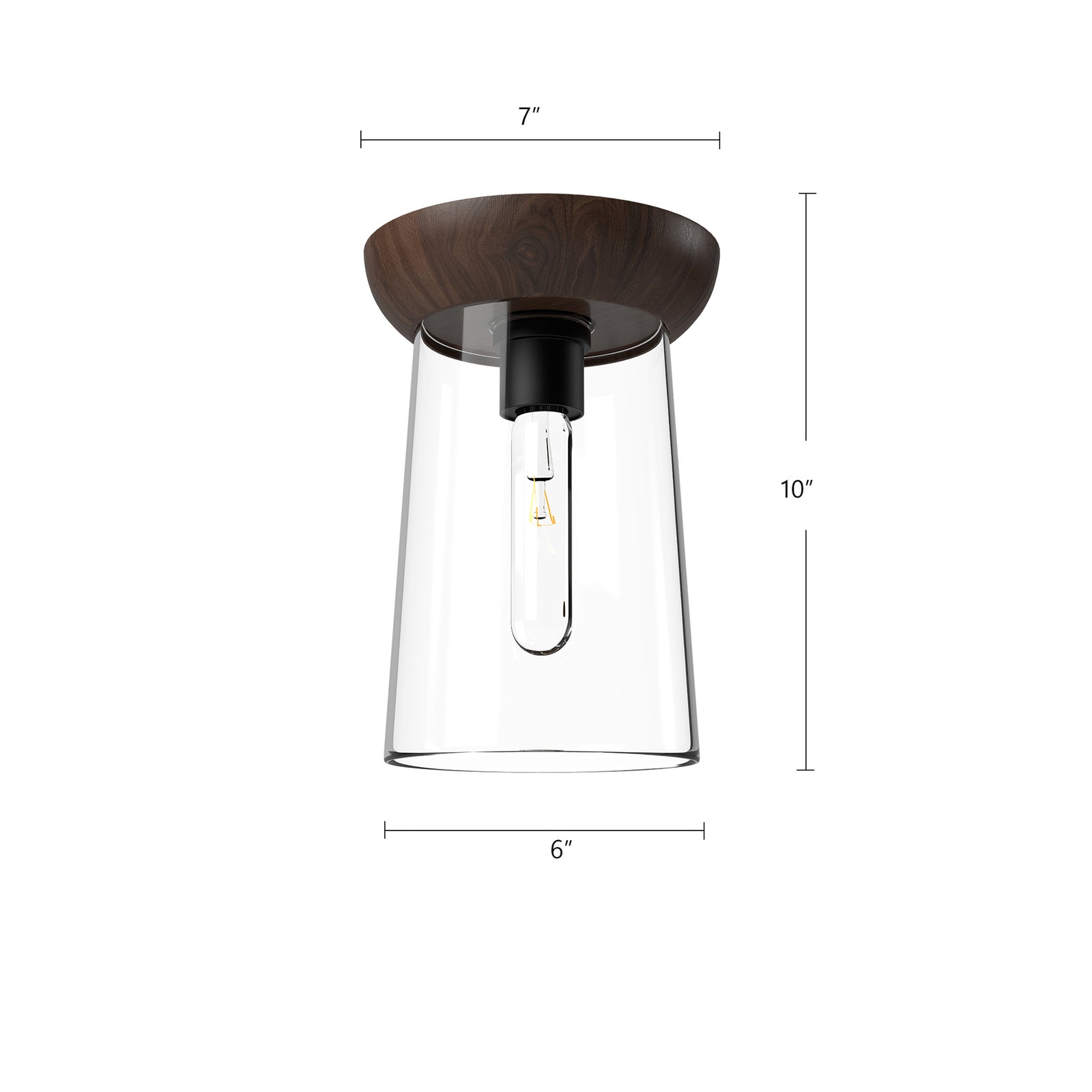 Emil 7-in White/White Oak 1 Light Flush Mount