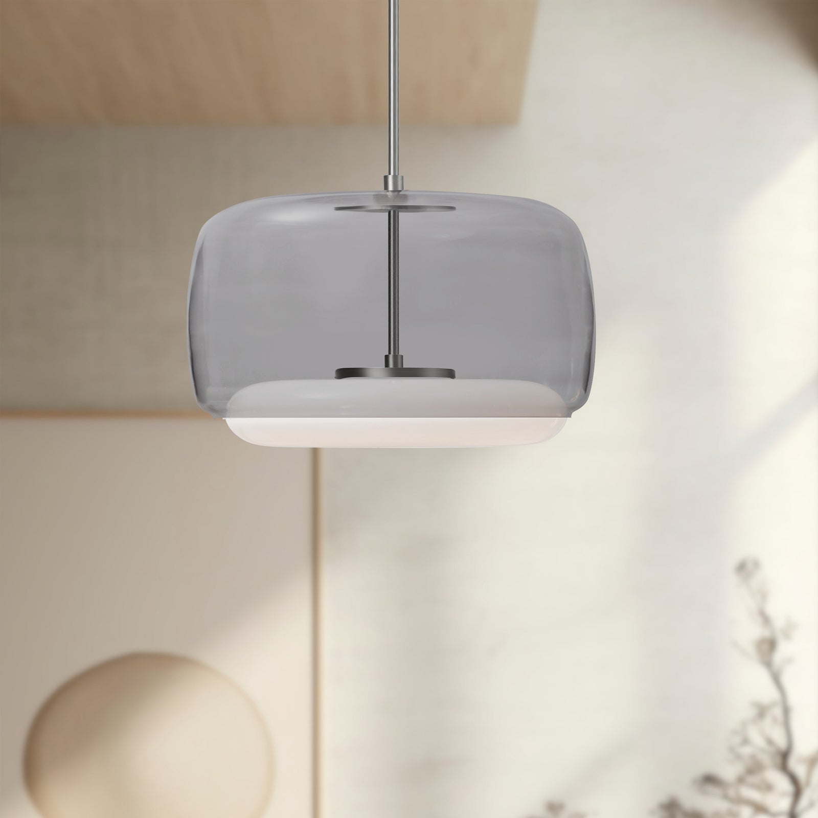 Enkel 15-in Smoked/Brushed Nickel LED Pendant