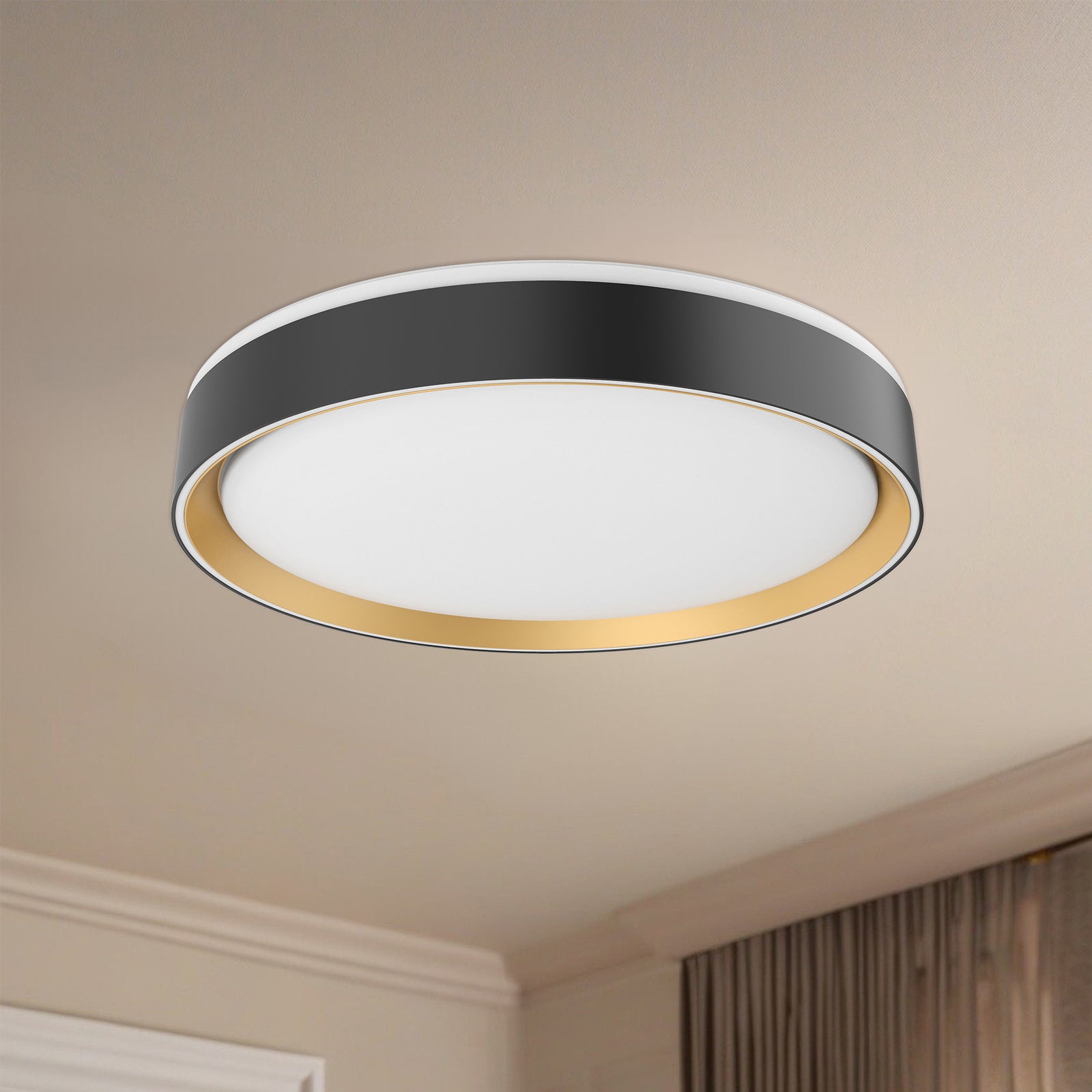 Essex 16-in Black/Gold LED Flush Mount
