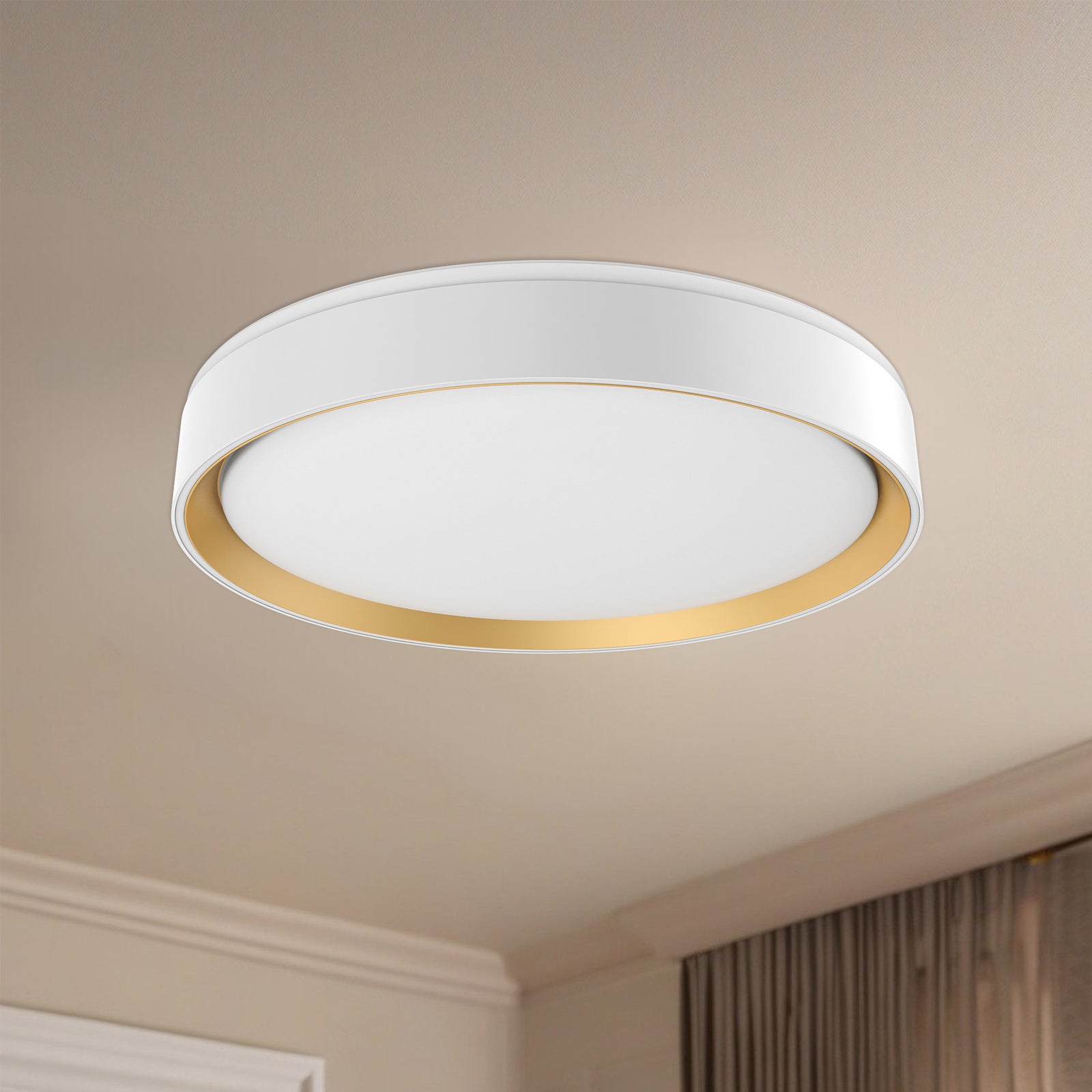 Essex 16-in White/Gold LED Flush Mount