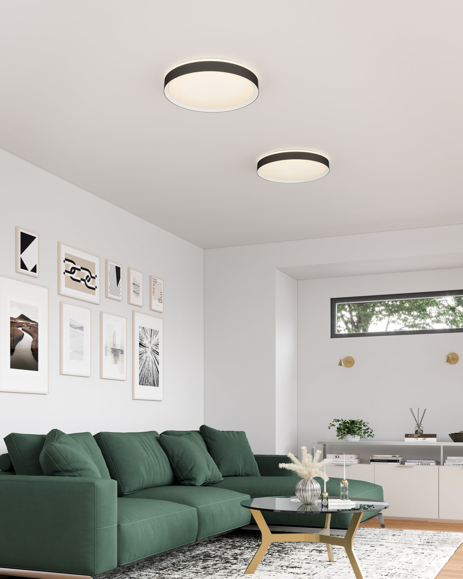 Essex 20-in Black/White LED Flush Mount
