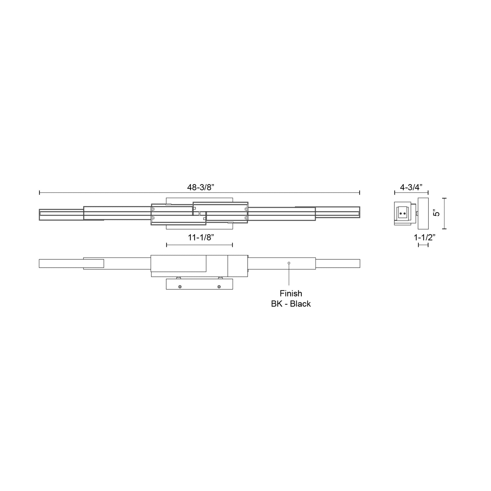 Enzo 48-in Black LED Wall Sconce
