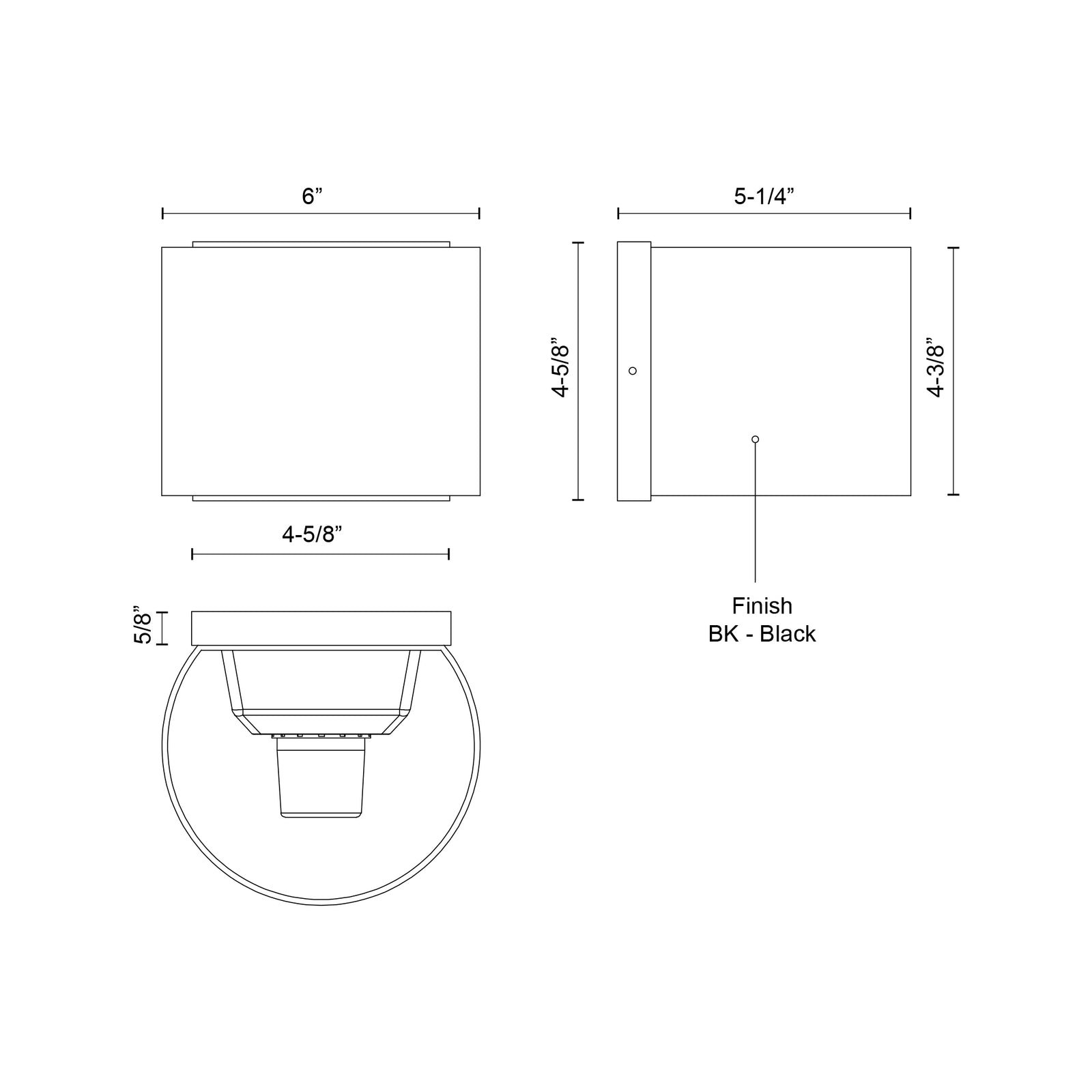 Rene 6-in Black LED Exterior Wall Sconce