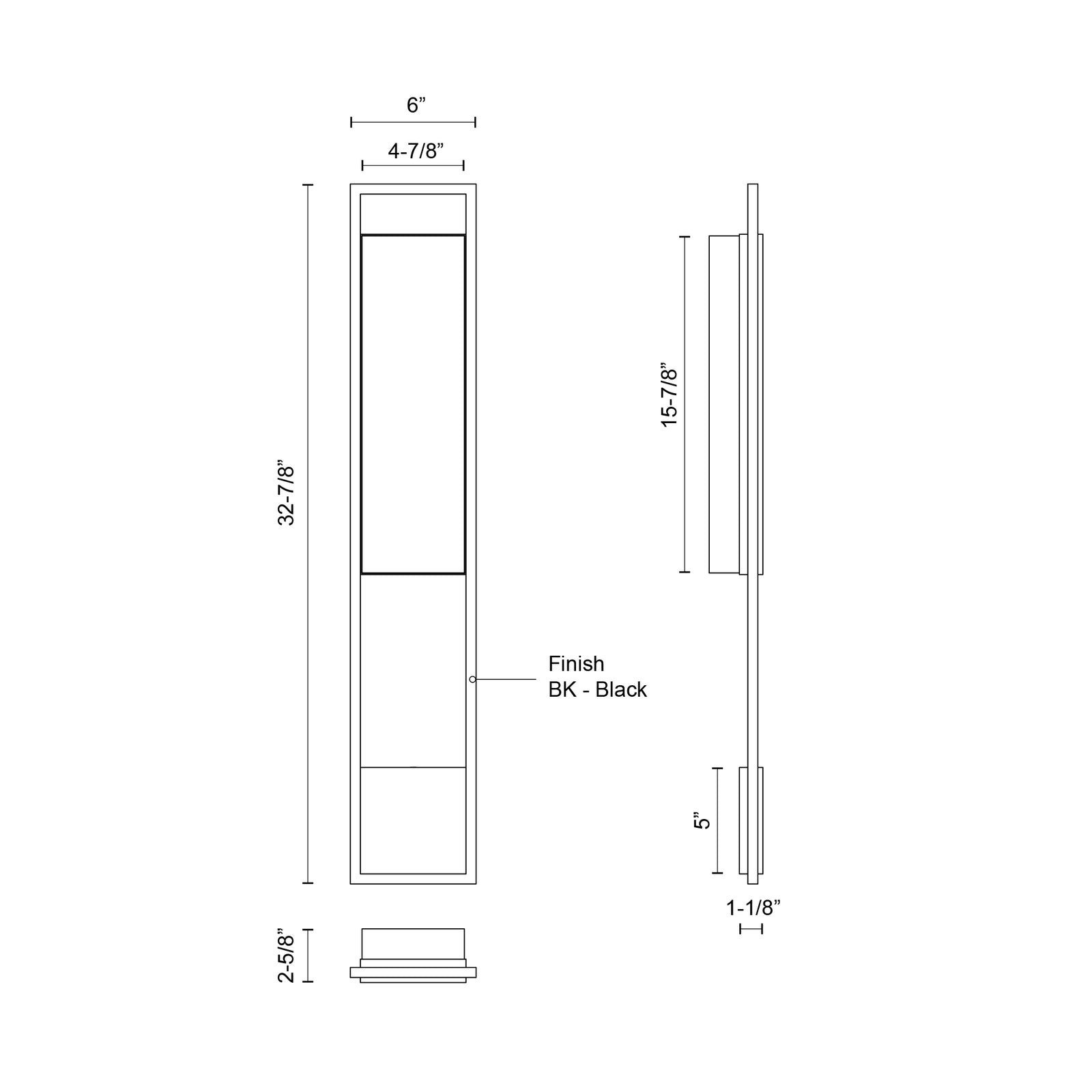 Aspen 33-in Black LED Exterior Wall Sconce
