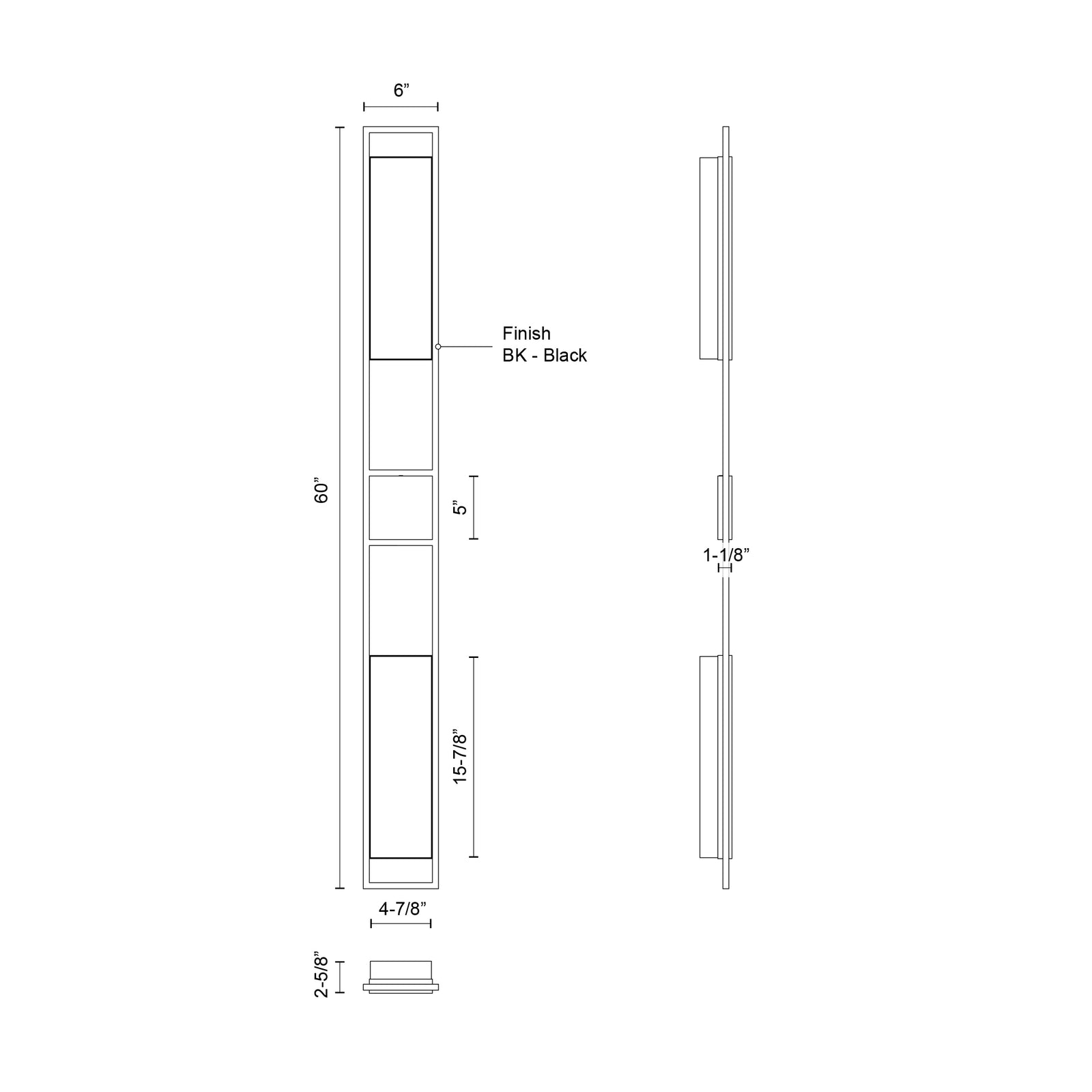 Aspen 60-in Black LED Exterior Wall Sconce