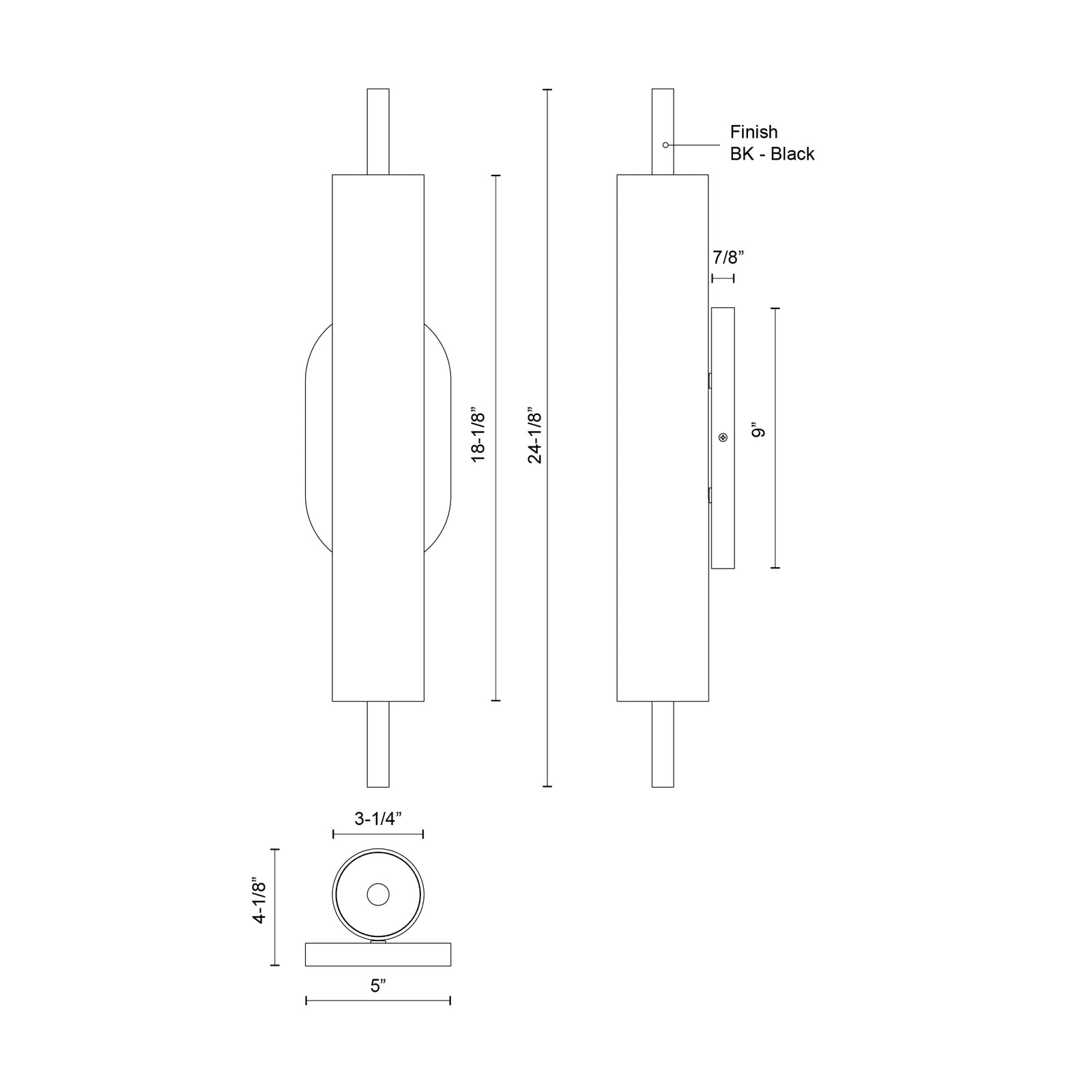 Estes 24-in Black LED Exterior Wall Sconce