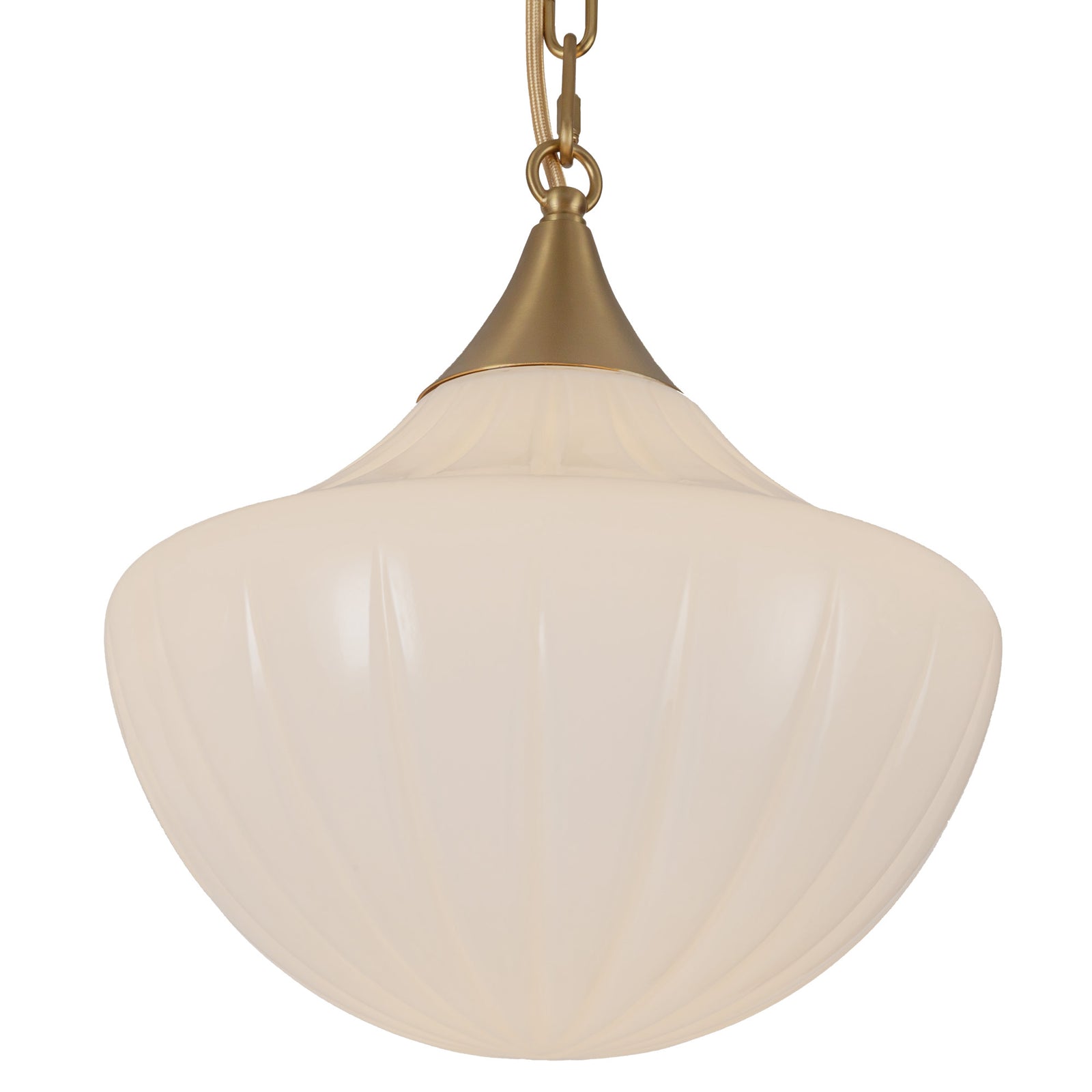 Farrah Brushed Gold/Glossy Ribbed Opal Glass Socket 12-in Multi Pendant