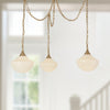 Farrah Brushed Gold/Glossy Ribbed Opal Glass Socket 12-in Multi Pendant