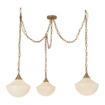Farrah Brushed Gold/Glossy Ribbed Opal Glass Socket 12-in Multi Pendant