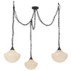 Farrah Matte Black/Glossy Ribbed Opal Glass Socket 12-in Multi Pendant
