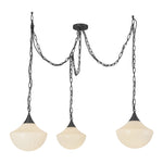 Farrah Matte Black/Glossy Ribbed Opal Glass Socket 12-in Multi Pendant