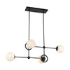 Fiore 42-in Matte Black/Glossy Opal Glass 4 Lights Chandelier