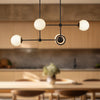 Fiore 42-in Matte Black/Glossy Opal Glass 4 Lights Chandelier