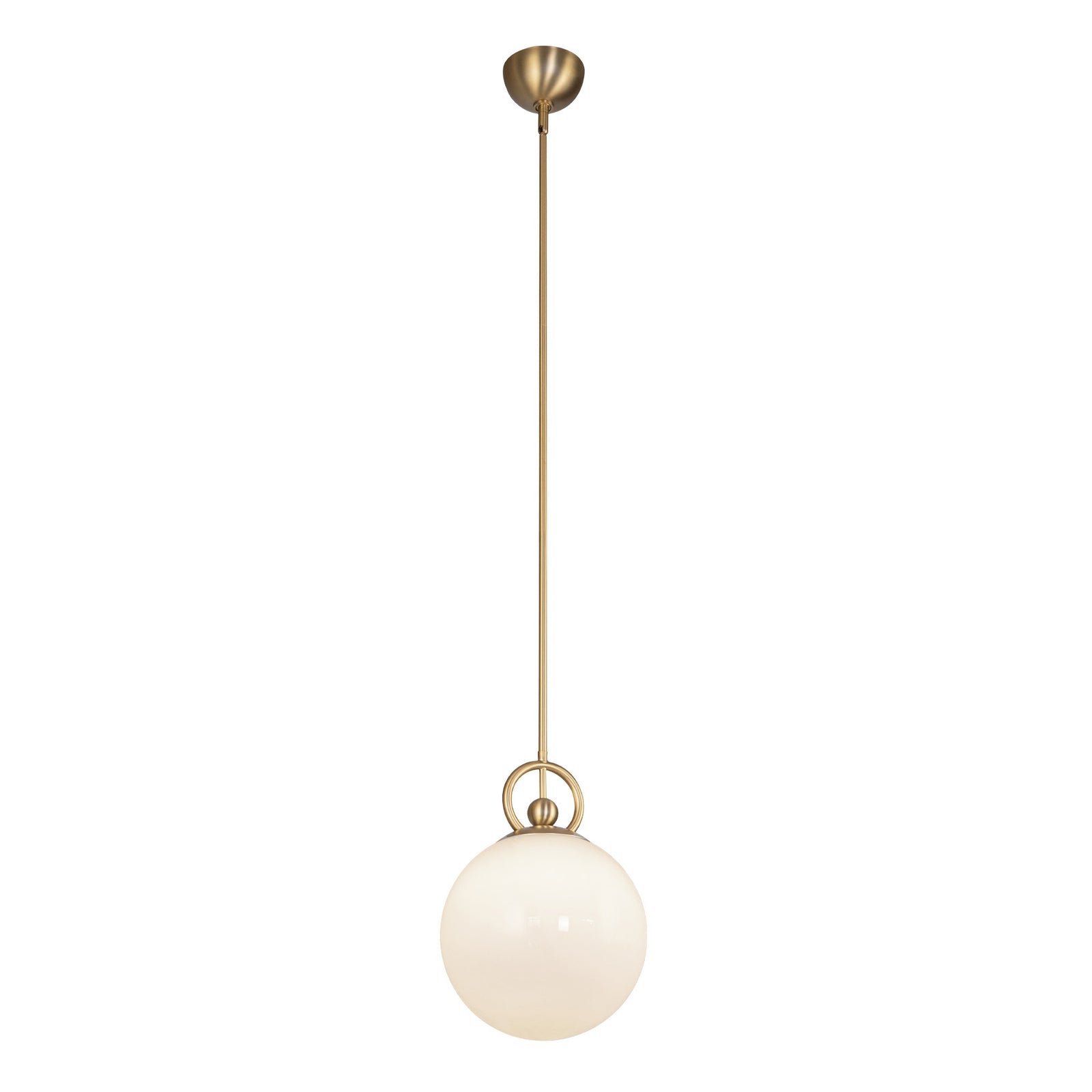 Fiore 10-in Brushed Gold/Glossy Opal Glass 1 Light Pendant