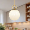 Fiore 10-in Brushed Gold/Glossy Opal Glass 1 Light Pendant