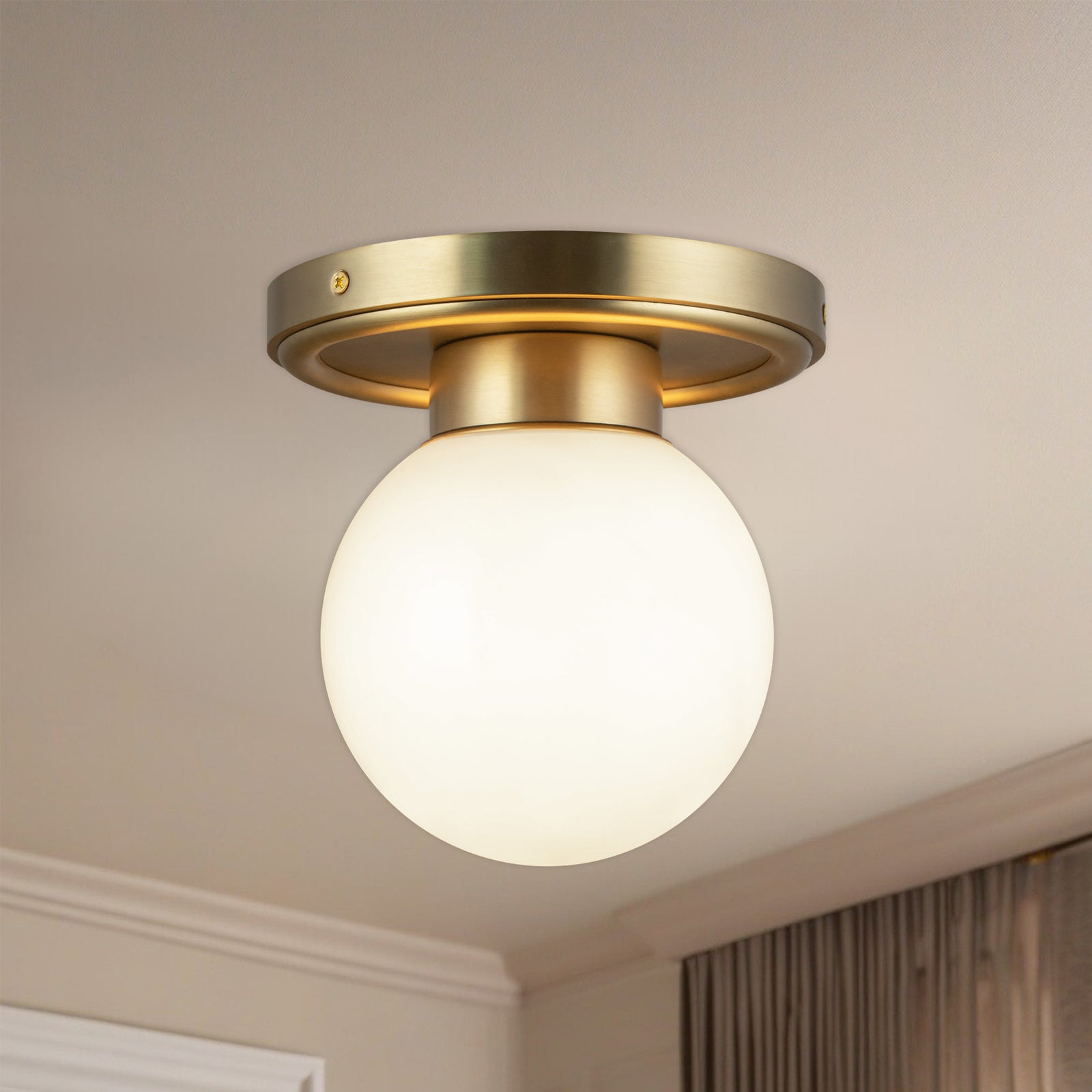 Fiore 6-in Brushed Gold/Glossy Opal Glass 1 Light Semi-Flush