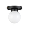 Fiore 6-in Matte Black/Glossy Opal Glass 1 Light Semi-Flush