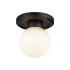 Fiore 6-in Matte Black/Glossy Opal Glass 1 Light Semi-Flush
