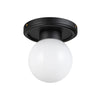 Fiore 6-in Matte Black/Glossy Opal Glass 1 Light Semi-Flush