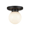 Fiore 6-in Matte Black/Glossy Opal Glass 1 Light Semi-Flush