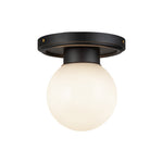 Fiore 6-in Matte Black/Glossy Opal Glass 1 Light Semi-Flush
