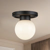 Fiore 6-in Matte Black/Glossy Opal Glass 1 Light Semi-Flush