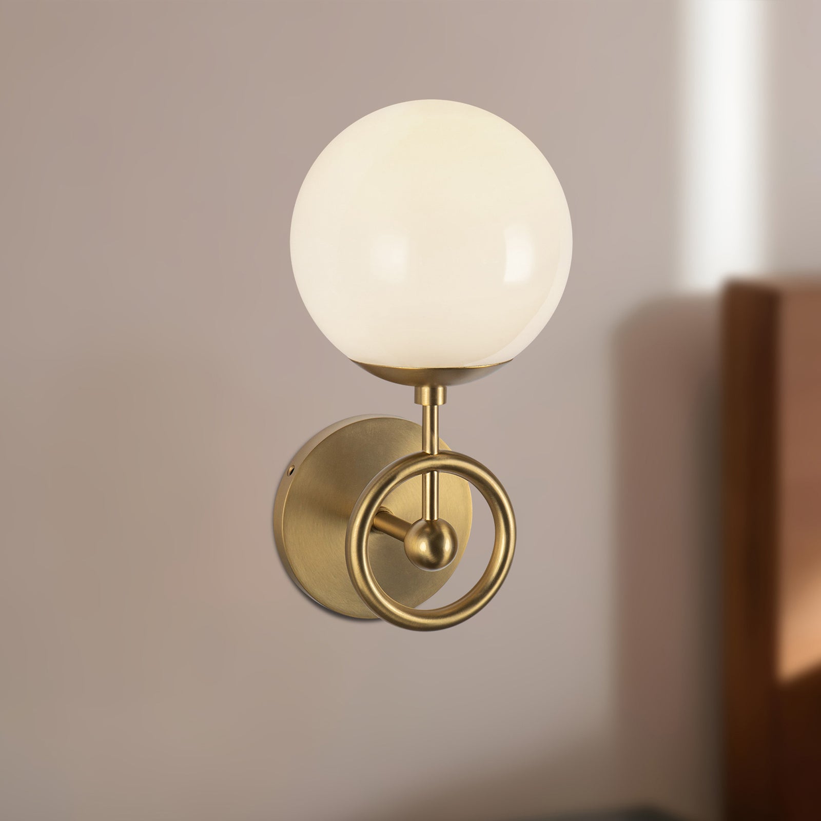 Fiore 6-in Brushed Gold/Glossy Opal Glass 1 Light Wall Vanity