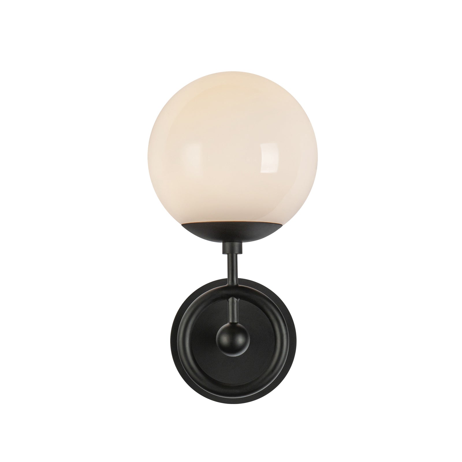 Fiore 6-in Matte Black/Glossy Opal Glass 1 Light Wall Vanity