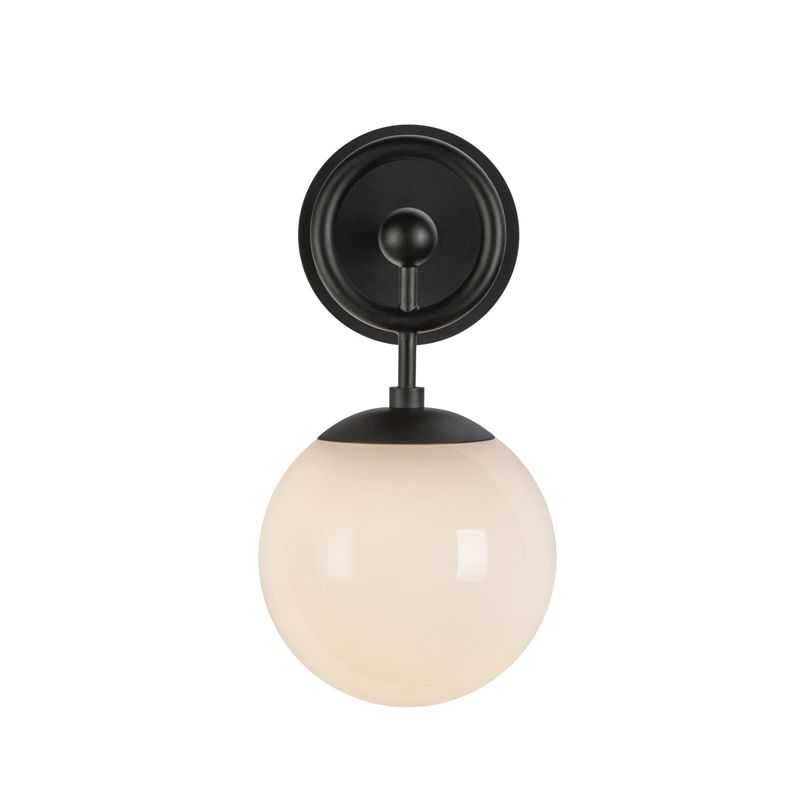 Fiore 6-in Matte Black/Glossy Opal Glass 1 Light Wall Vanity
