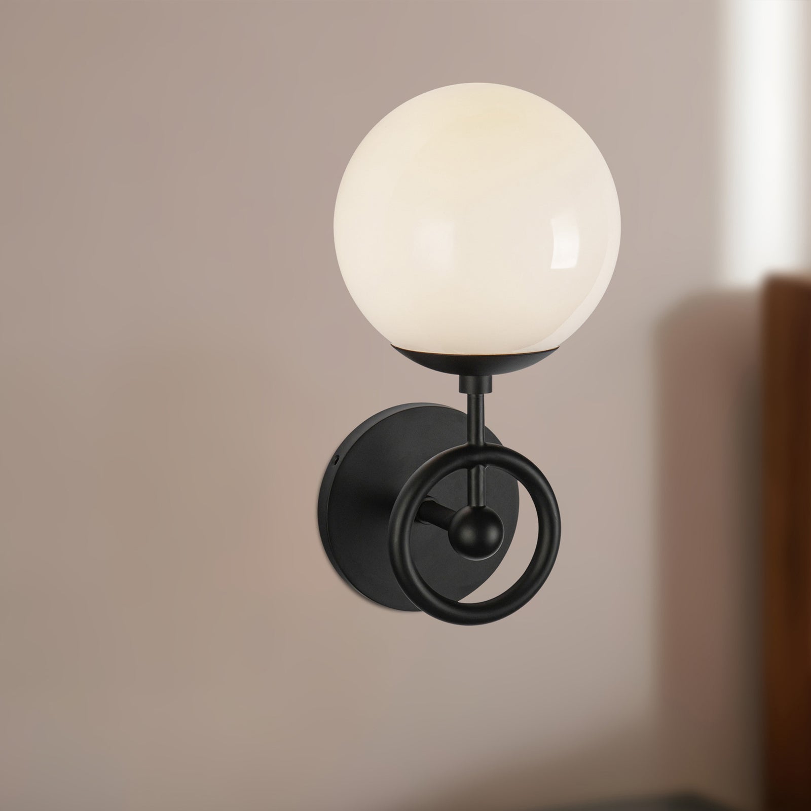 Fiore 6-in Matte Black/Glossy Opal Glass 1 Light Wall Vanity