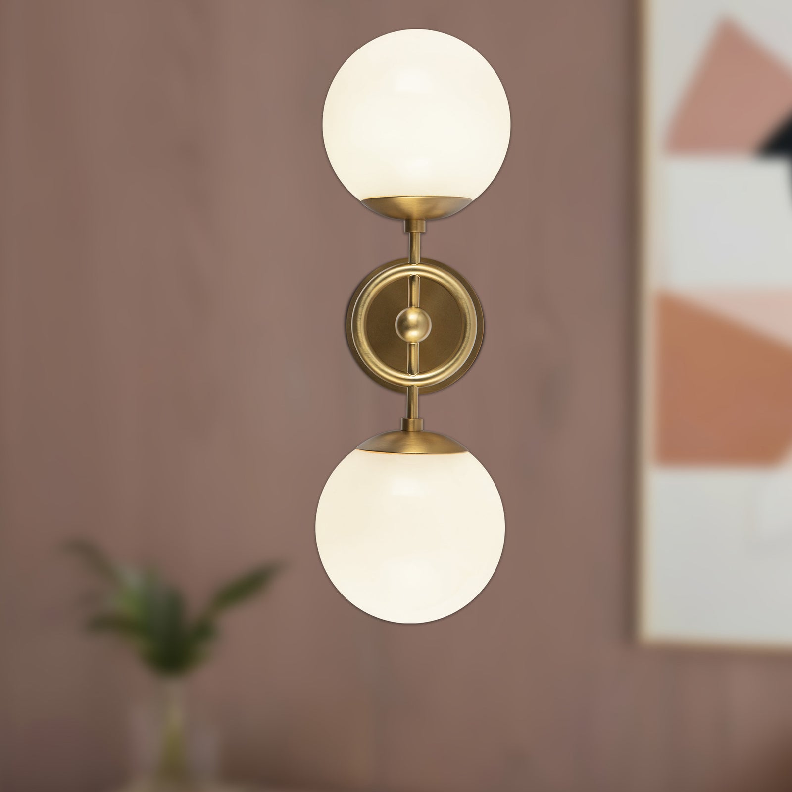 Fiore 18-in Brushed Gold/Glossy Opal Glass 2 Lights Wall Vanity