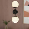 Fiore 18-in Matte Black/Glossy Opal Glass 2 Lights Wall Vanity