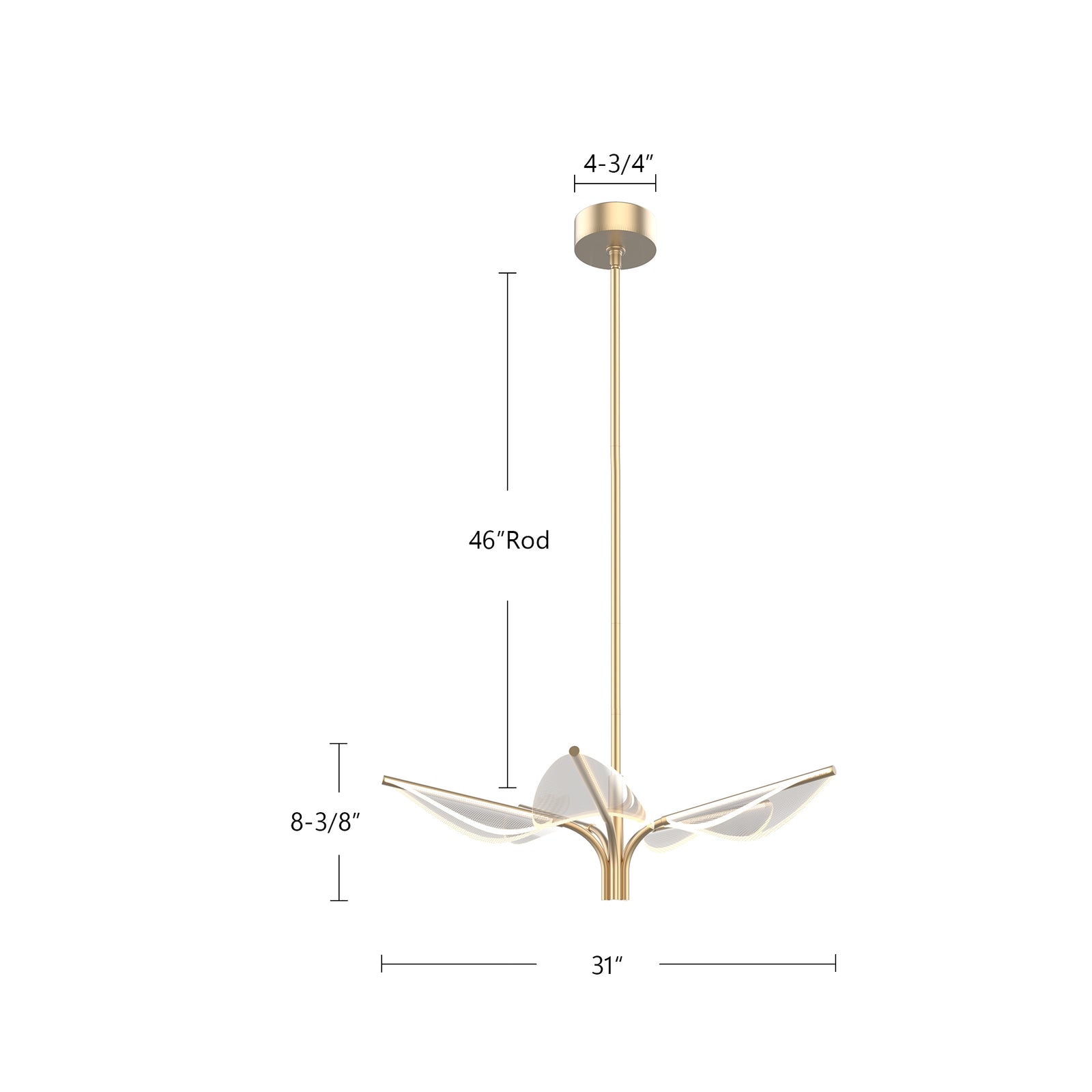 Flora 31-in Natural Brass LED Pendant