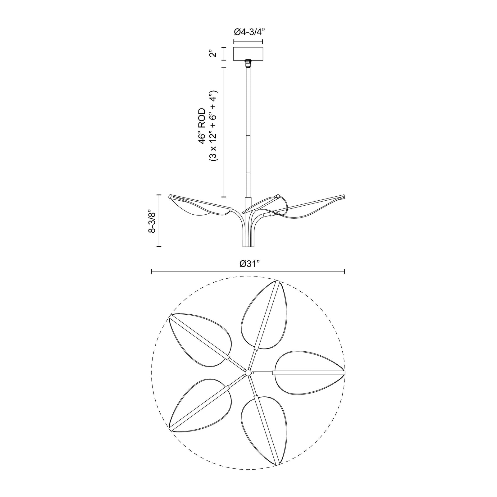 Flora 31-in Natural Brass LED Pendant