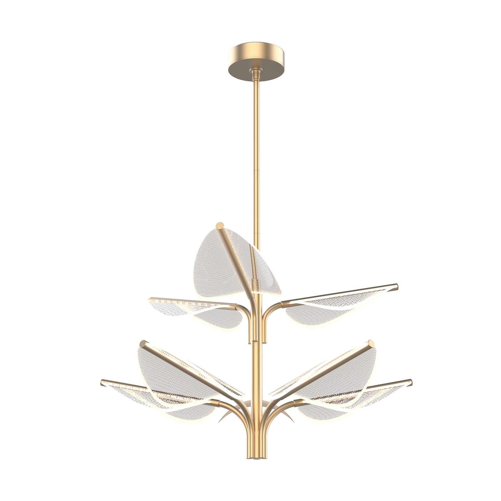 Flora 31-in Two-Tier Natural Brass LED Pendant