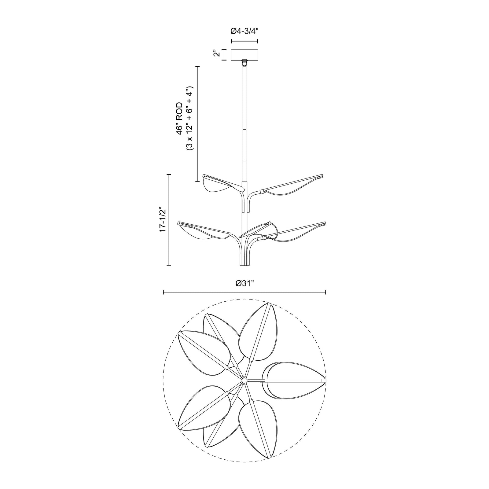 Flora 31-in Two-Tier Natural Brass LED Pendant
