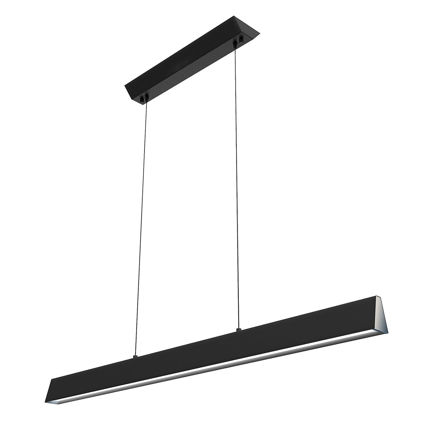 Flair 48" Suspended Linear Pendant - Matte Black with Metal Endcap