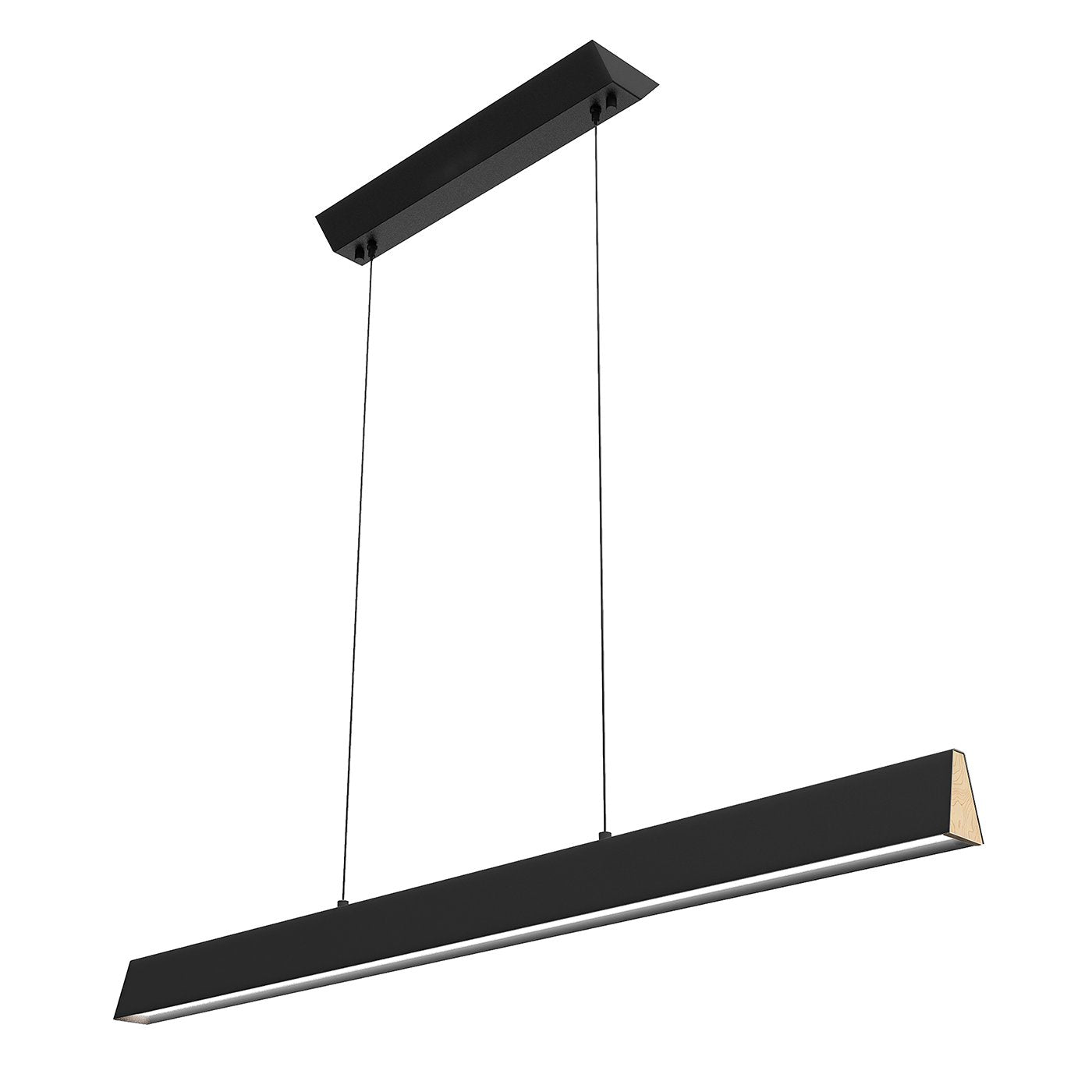 Flair 48" Suspended Linear Pendant - Matte Black with Maple Endcap