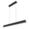 Flair 48" Suspended Linear Pendant - Matte Black with Walnut Endcap