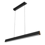 Flair 48" Suspended Linear Pendant - Matte Black with Walnut Endcap